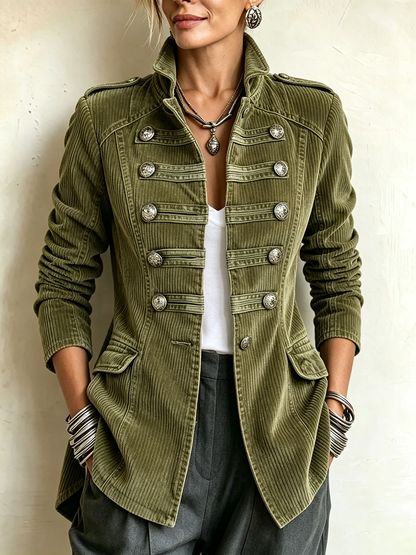 MAITE | Chaqueta Militar de Pana con Botones Metálicos