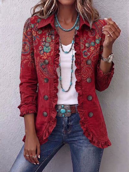 ITZIAR | Chaqueta Bohemia con Estampado Paisley y Volantes