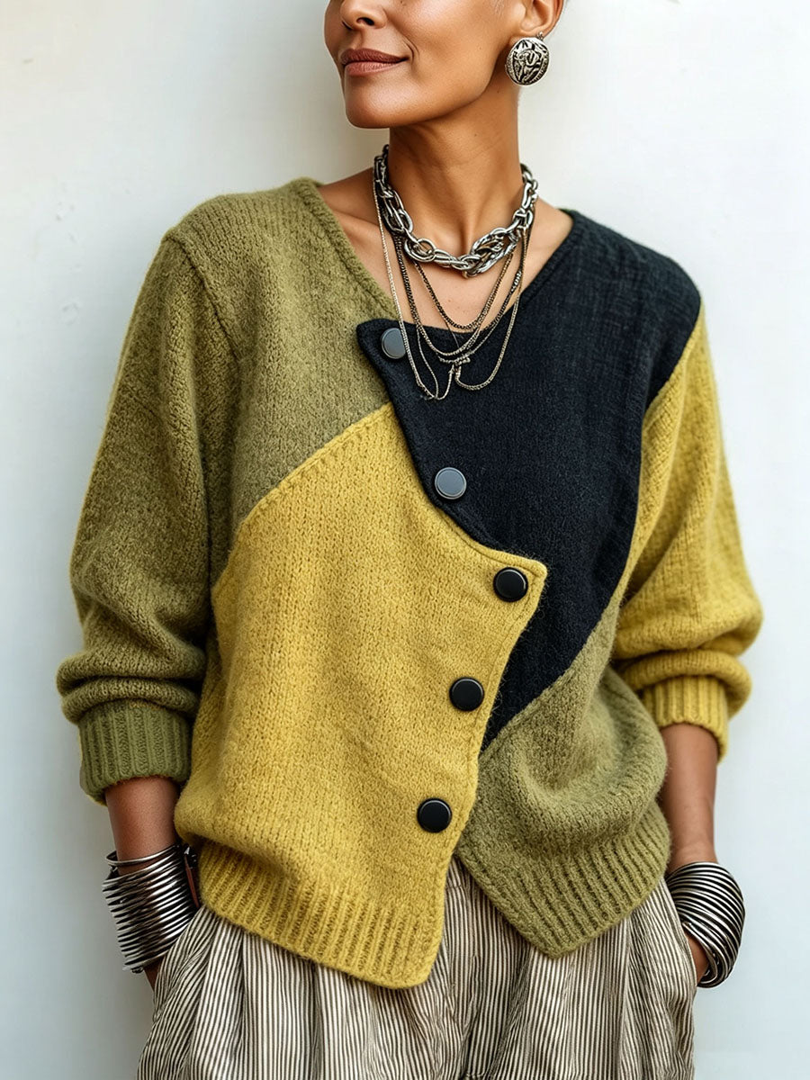 IRATXE | Jersey Color Block Asimétrico con Botones XL