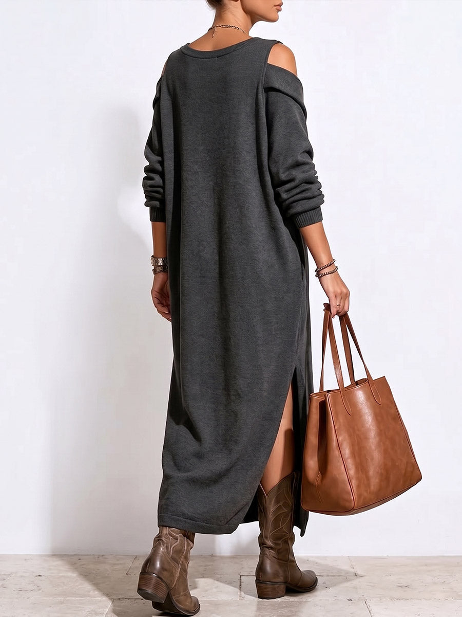 ROSA | Vestido Largo Oversize con Hombros al Descubierto