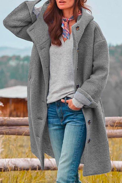 JUSTINA | Abrigo Oversize de Bouclé con Capucha y Bolsillos