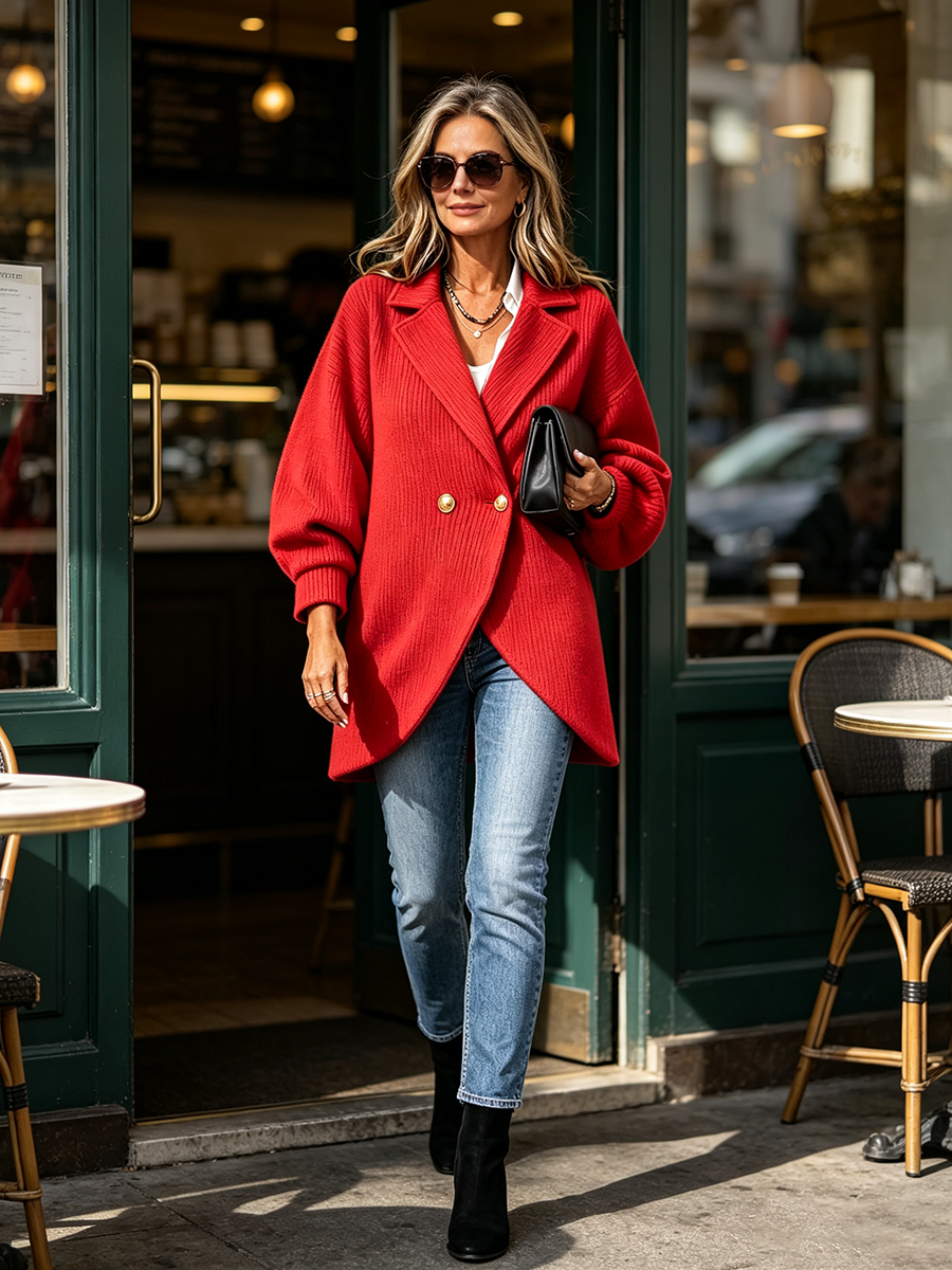 MARÍA | Cárdigan Oversize de Punto con Solapas y Bajo Tulipán