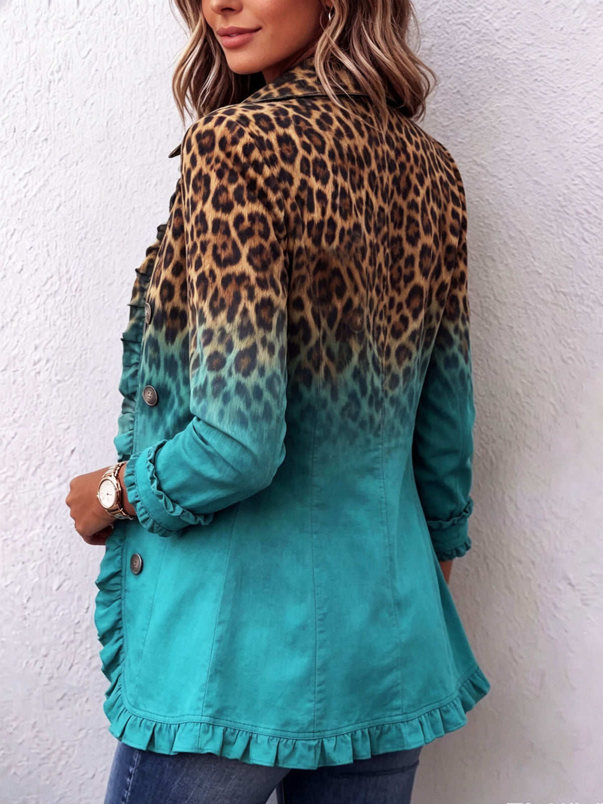 SAMANTA | Blazer de Leopardo Degradado con Volantes