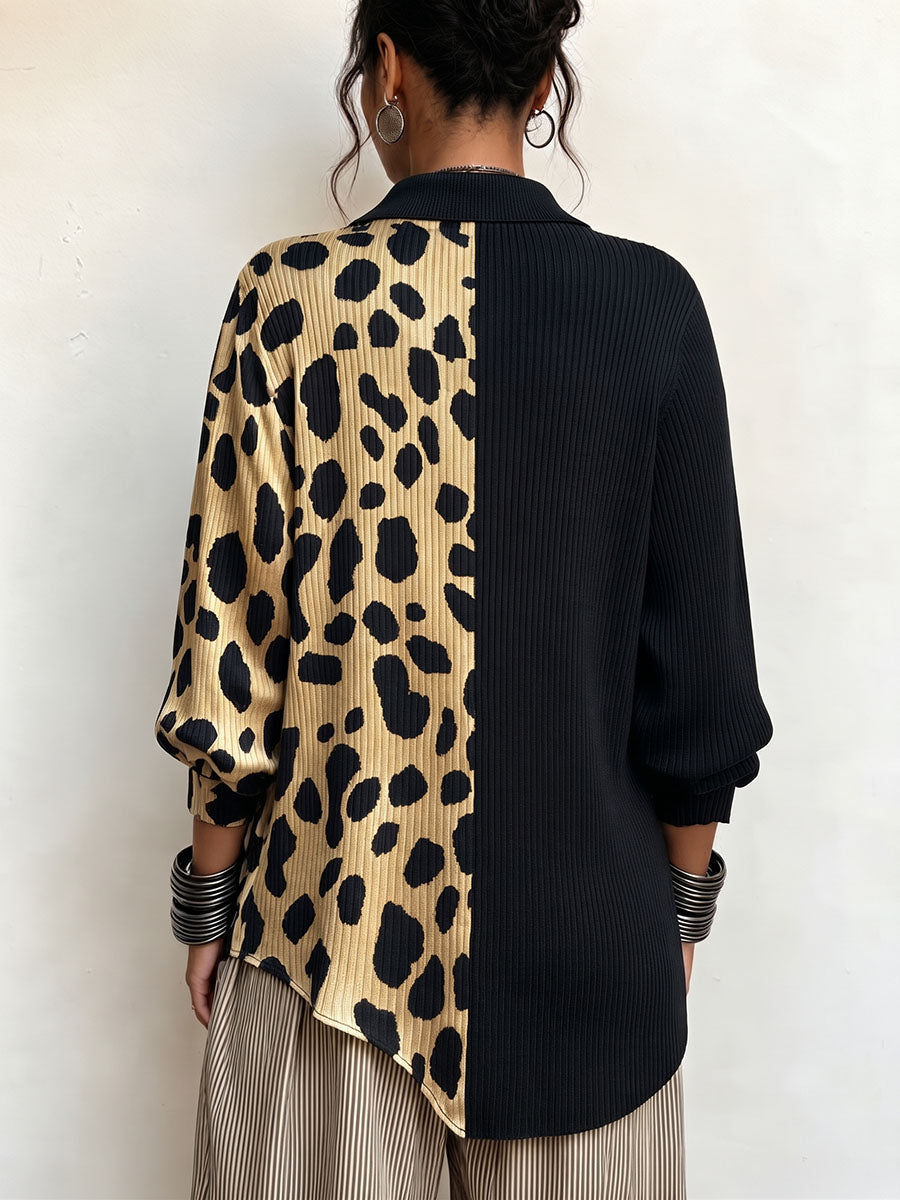 MARISOL | Jersey Asimétrico Color Block con Estampado de Leopardo