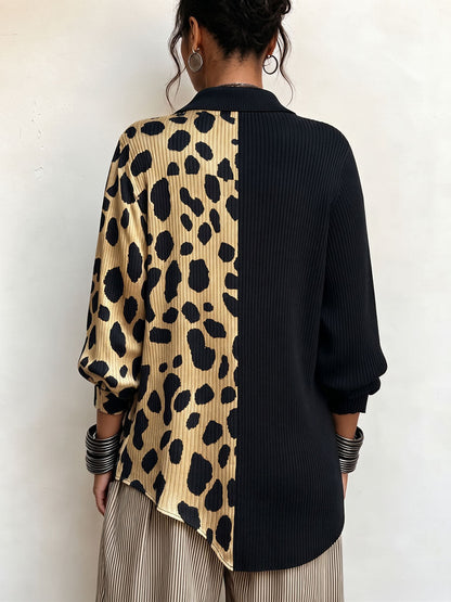 MARISOL | Jersey Asimétrico Color Block con Estampado de Leopardo