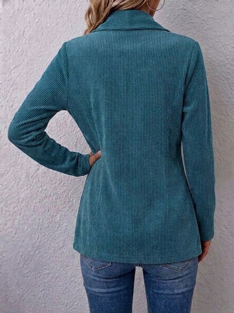 LEANDRA | Chaqueta Larga de Pana con Escote en V
