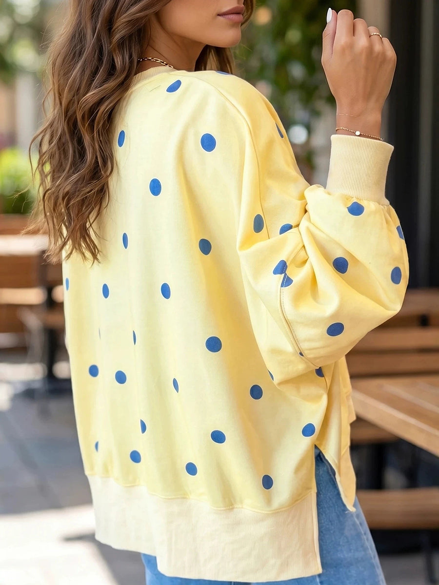 LORENZA | Sudadera de Lunares con Detalle Cruzado en el Cuello