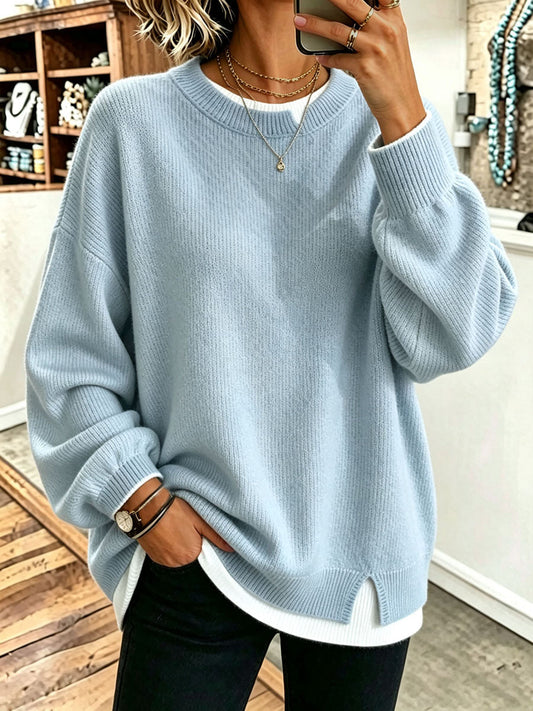 HELENA | Jersey Oversize Efecto Doble Capa con Ribetes Blancos