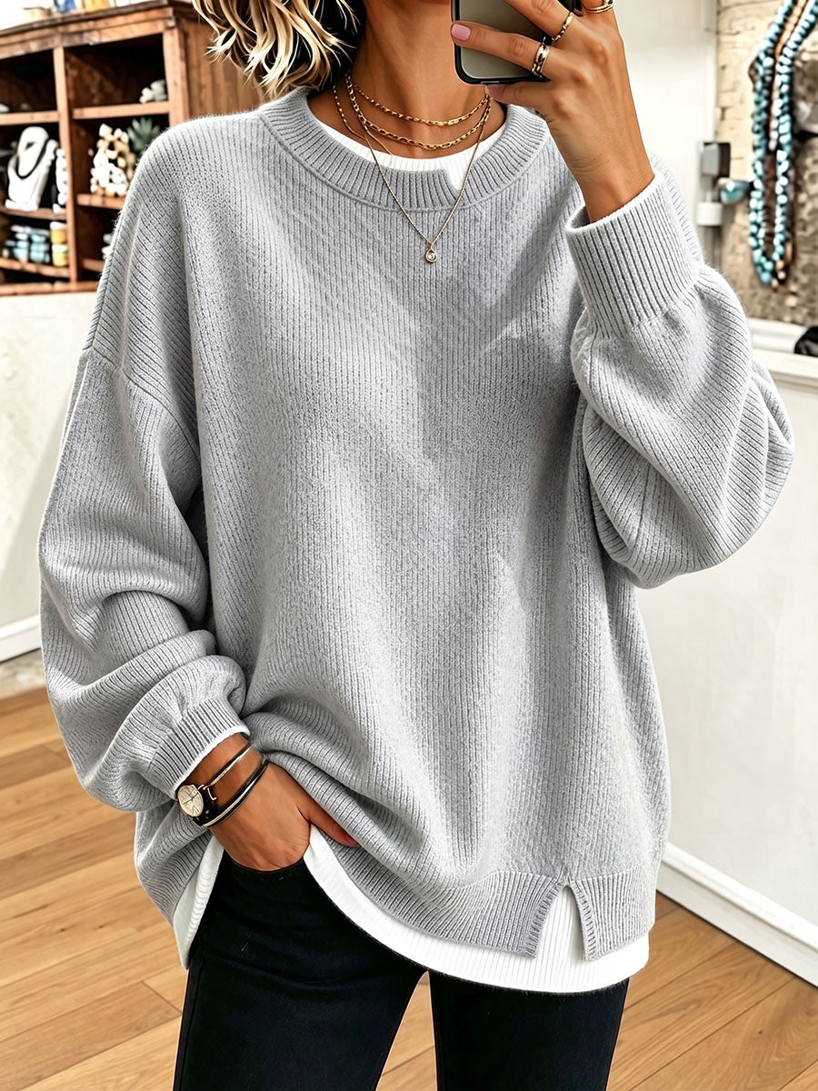 HELENA | Jersey Oversize Efecto Doble Capa con Ribetes Blancos