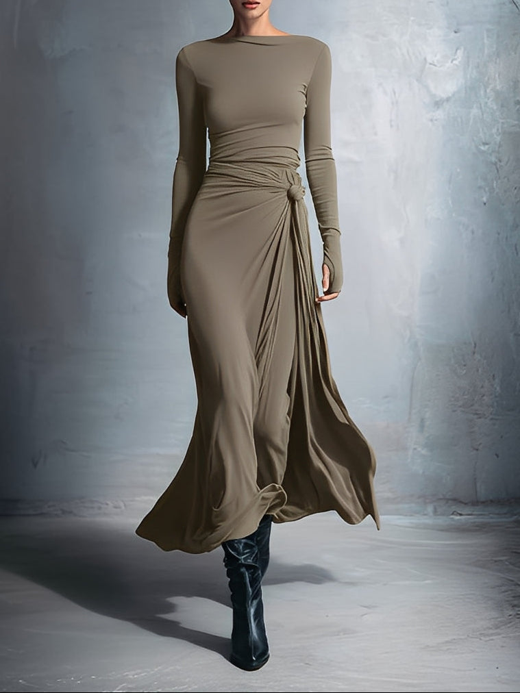 FERNANDA | Vestido Maxi Cruzado con Nudo Lateral